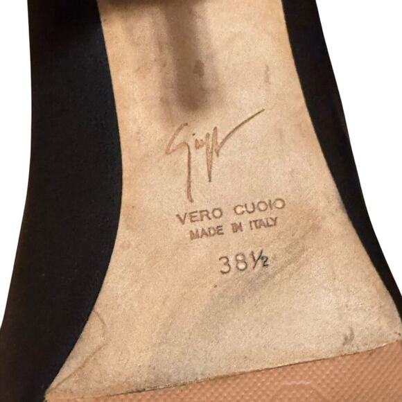 Giuseppe Zanotti G-Heel Black Leather Sock Boot Gold Lightning Bolt Women’s 8.5 - Picture 10 of 11